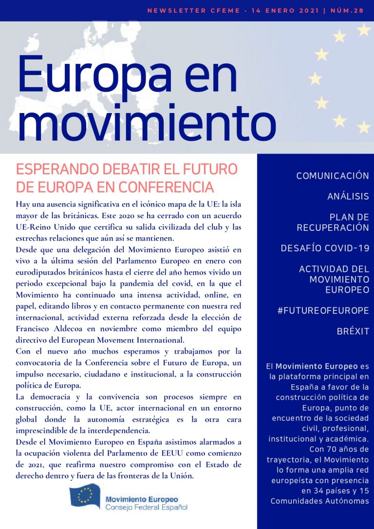 Esperando debatir el futuro de Europa en la Conferencia (newsletter nº 28 enero de 2021)